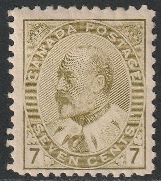 Canada 1903 Sc 92b/i MH* greenish bistre disturbed gum/thin 