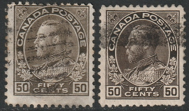 Canada 1925 Sc 120,120a used wet & dry printings