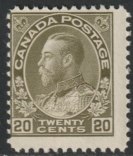 Canada 1925 Sc 119iv MNH** olive green dry printing retouched