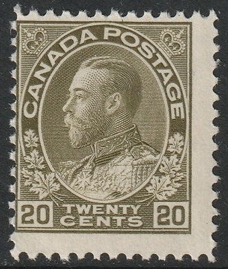 Canada 1925 Sc 119iv MNH** olive green dry printing retouched