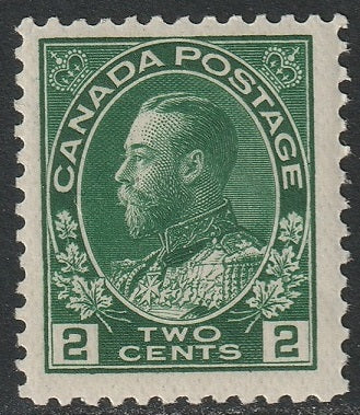 Canada 1924 Sc 107a MLH* thin paper deep green wet printing