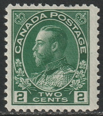 Canada 1924 Sc 107a MH* thin paper deep green wet printing