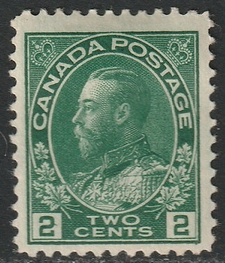 Canada 1922 Sc 107i MH* deep green wet printing