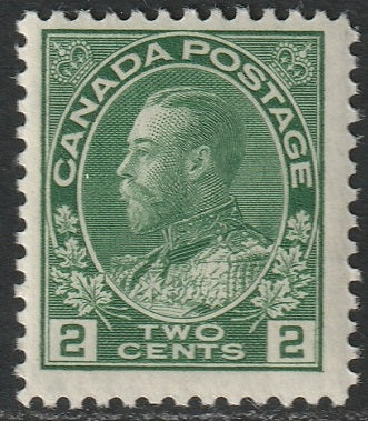 Canada 1923 Sc 107e MH* green dry printing