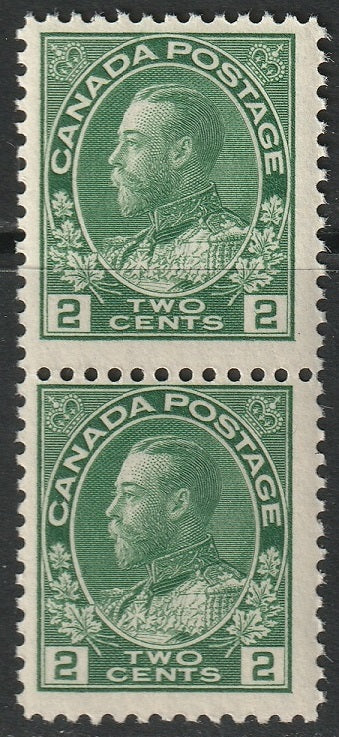 Canada 1923 Sc 107e pair MNH** green dry printing