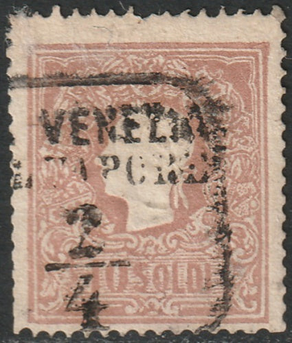 Lombardy Venetia 1859 Sc 11 used Da Venezia Col Vapore maritime cancel type II