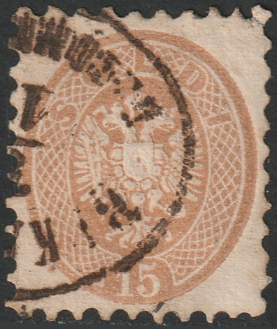 Lombardy Venetia 1864 Sc 24 used Bukarest Recommandirt cancel