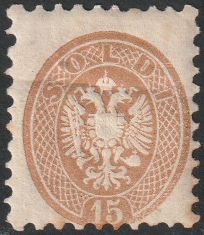 Lombardy Venetia 1864 Sc 24 MH* large crease toning spots