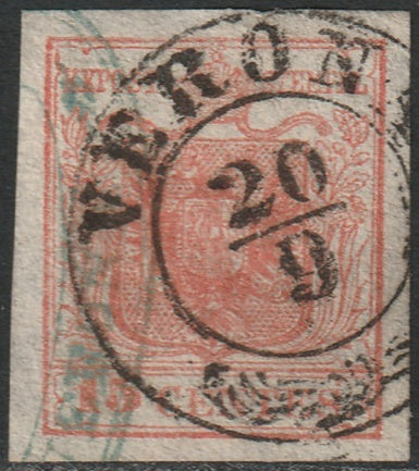 Lombardy Venetia 1850 Sc 4f used Verona cancel type II