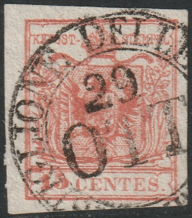 Lombardy Venetia 1850 Sc 4 used Castiglione delle Stiviere cancel type III