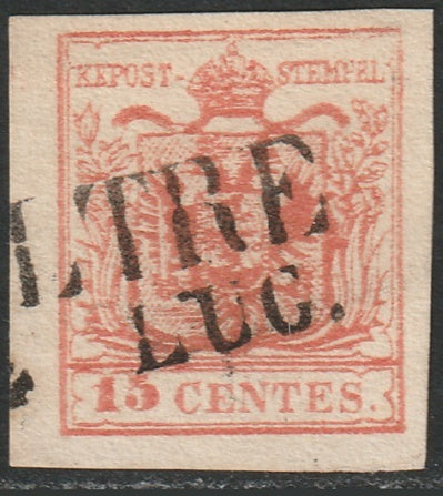 Lombardy Venetia 1854 Sc 4g used Feltre cancel type III