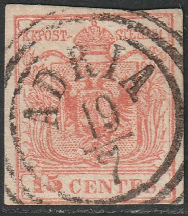 Lombardy Venetia 1854 Sc 4g used Adria cancel type III