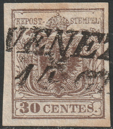 Lombardy Venetia 1850 Sc 5c used Venezia cancel type I toning spots