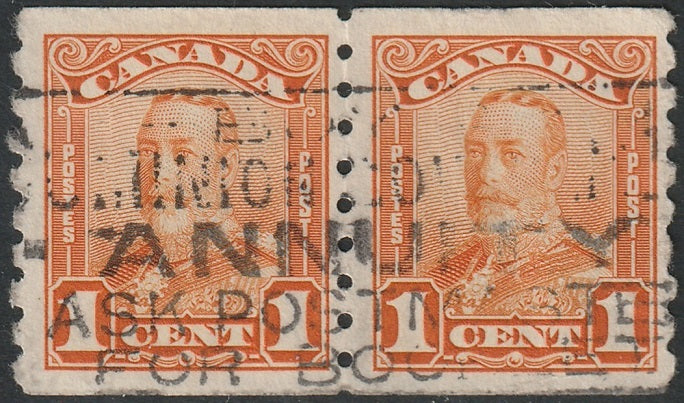 Canada 1929 Sc 160 coil pair used slogan cancel