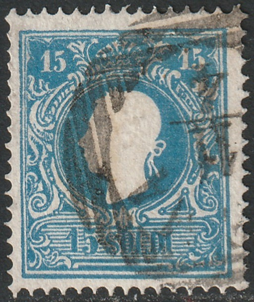 Lombardy Venetia 1859 Sc 12 used Crema cancel pinhole type II