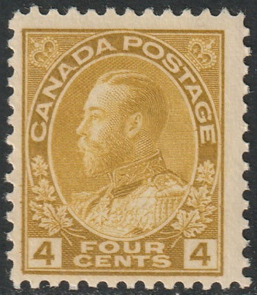 Canada 1922 Sc 110 MLH* olive bistre wet printing