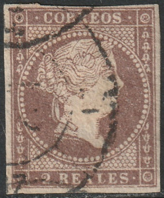 Spain 1856 Sc 43 used cartwheel "21" (Burgos) cancel