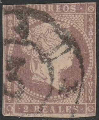 Spain 1856 Sc 47 used cartwheel "3" (Cadiz) cancel