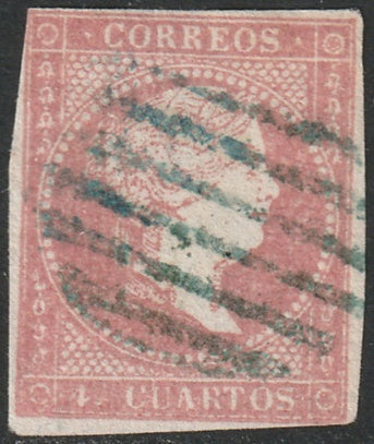 Spain 1856 Sc 45 used green grid cancel