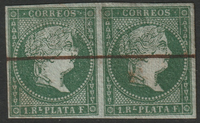 Cuba 1855 Sc 2 pair used pen cancel