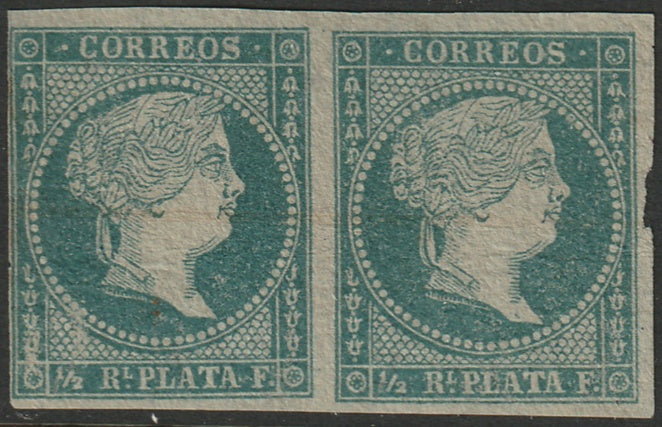 Cuba 1855 Sc 1 pair MNG(*) right side damage thin paper
