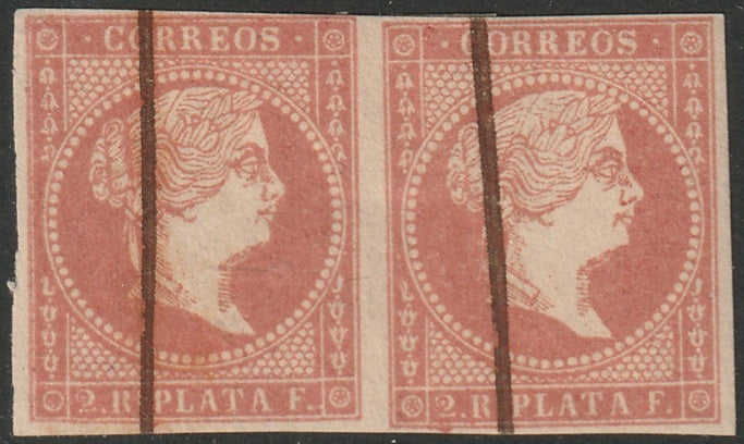 Cuba 1857 Sc 14 pair used pen cancel