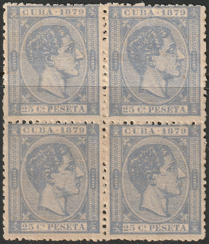 Cuba 1879 Sc 85 block MH* partial gum