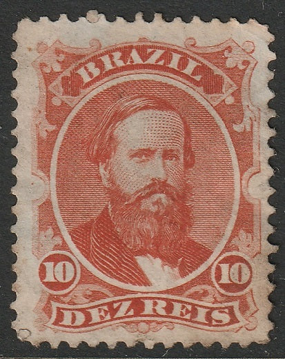 Brazil 1868 Sc 53a used bluish paper light cancel