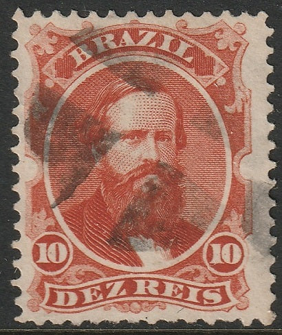 Brazil 1866 Sc 53b used carmine vermilion