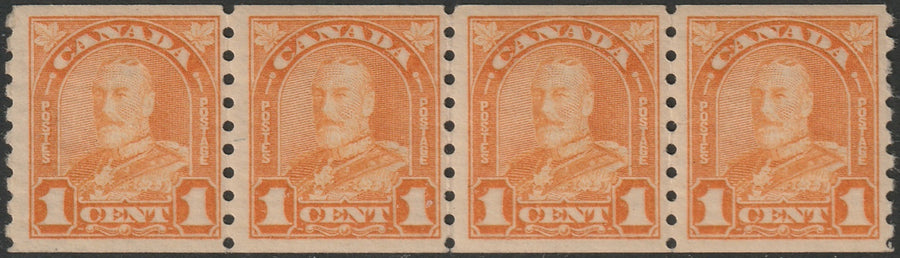 Canada 1930 Sc 178 coil strip of 4 MNH** natural gum speckling