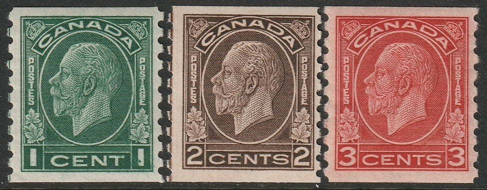 Canada 1933 Sc 205-7 coil set MH* some disturbed gum