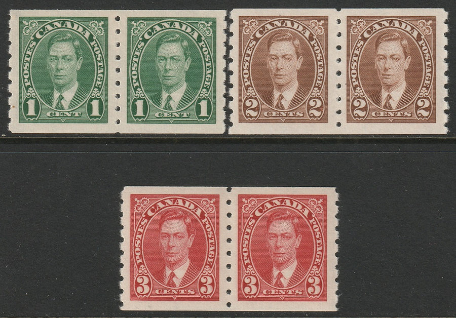 Canada 1937 Sc 238-40 coil set pairs MNH**