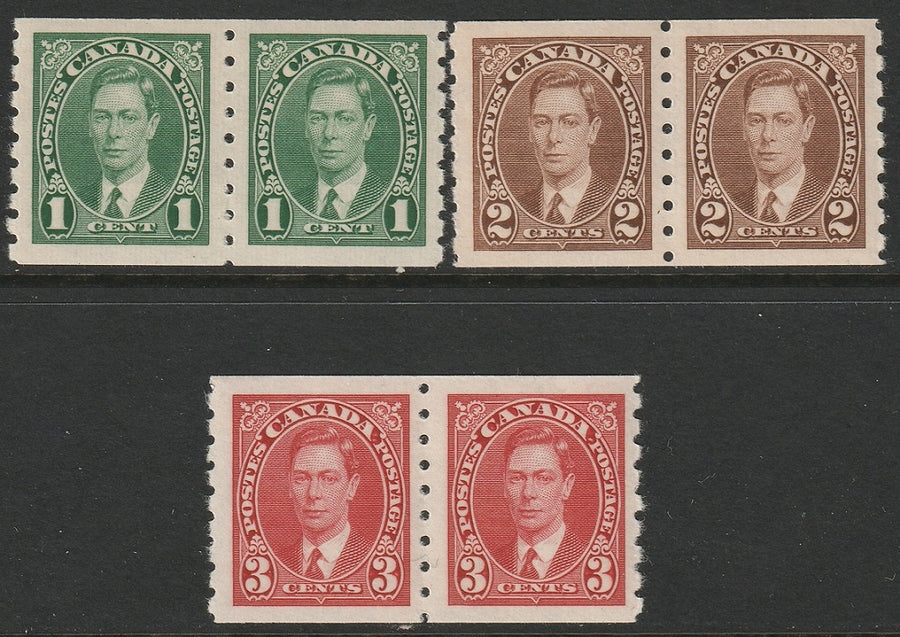 Canada 1937 Sc 238-40 coil set pairs MNH**