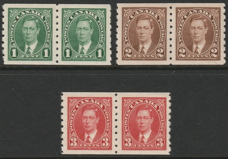 Canada 1937 Sc 238-40 coil set pairs MNH**