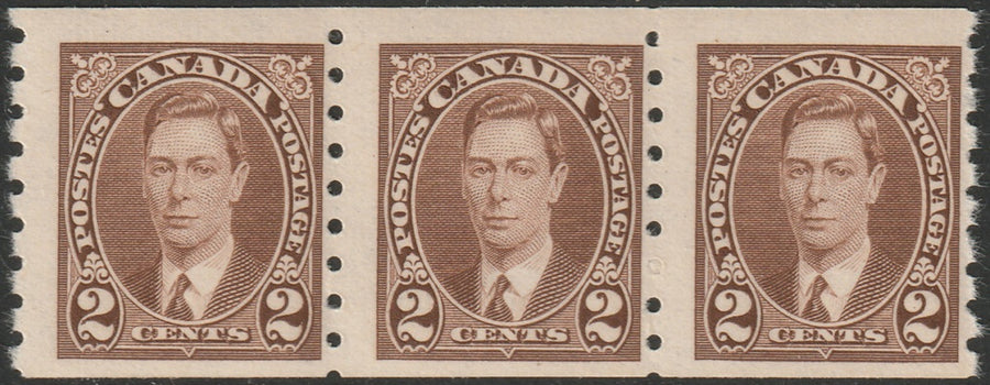 Canada 1937 Sc 239 coil strip of 3 MNH**