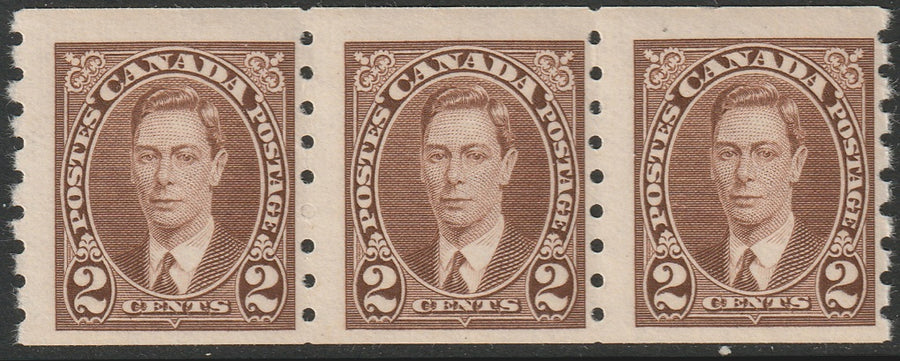 Canada 1937 Sc 239 coil strip of 3 MNH**