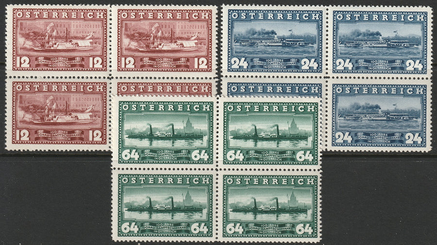 Austria 1937 Sc 382-4 set blocks MNH**