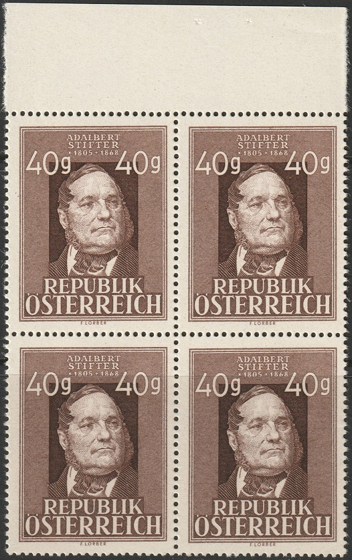 Austria 1948 Sc 517 margin block MNH**