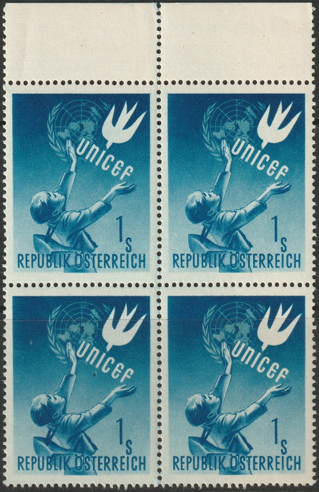 Austria 1949 Sc 559 margin block MNH**