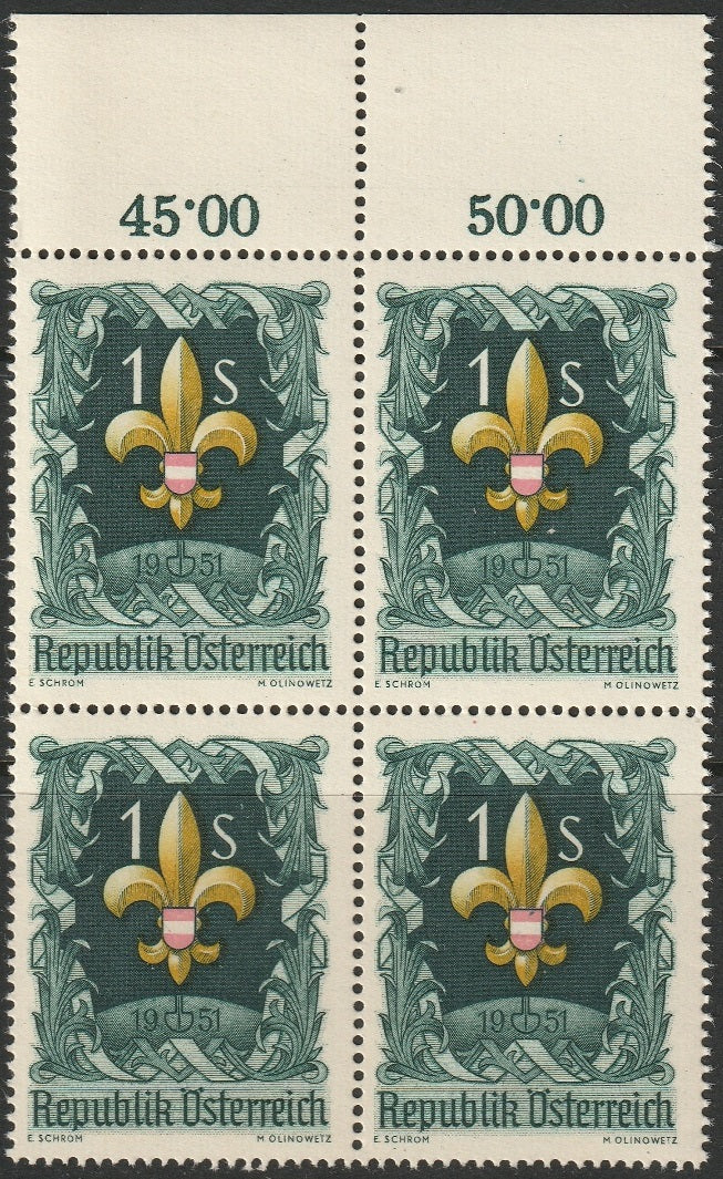 Austria 1951 Sc 576 inscription block MNH**