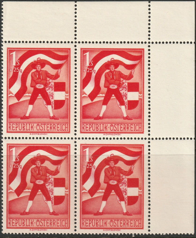 Austria 1950 Sc B270 corner block MNH**