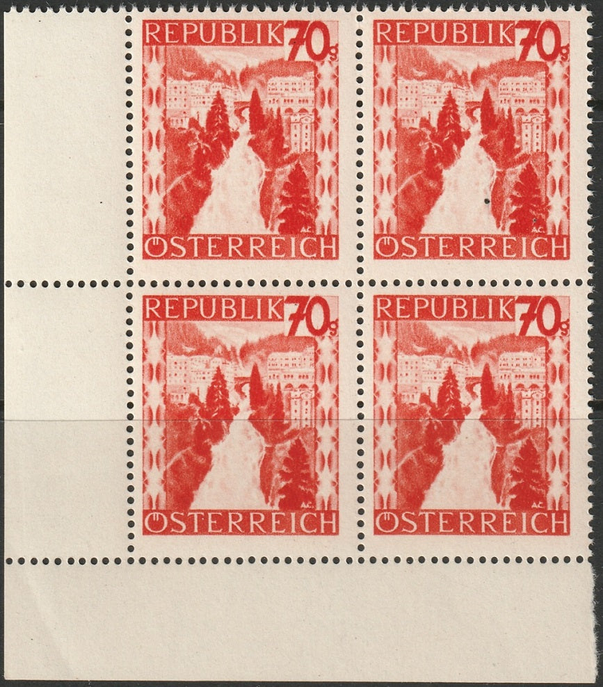 Austria 1948 Sc 509 corner block MNH**