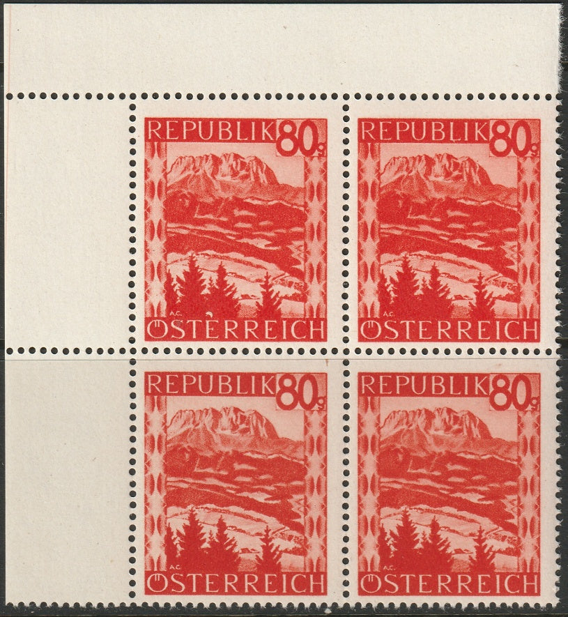 Austria 1948 Sc 510 corner block MNH**