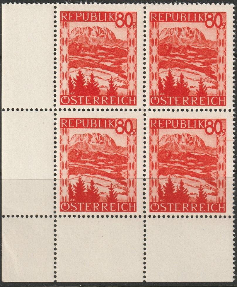 Austria 1948 Sc 510 corner block MNH**