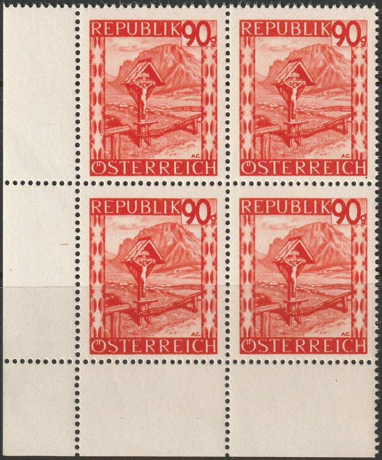 Austria 1948 Sc 511 corner block MNH**