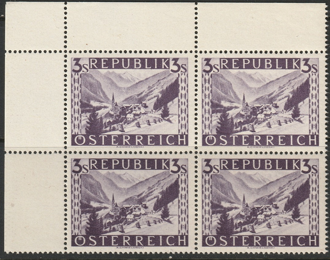 Austria 1948 Sc 514 corner block MNH**