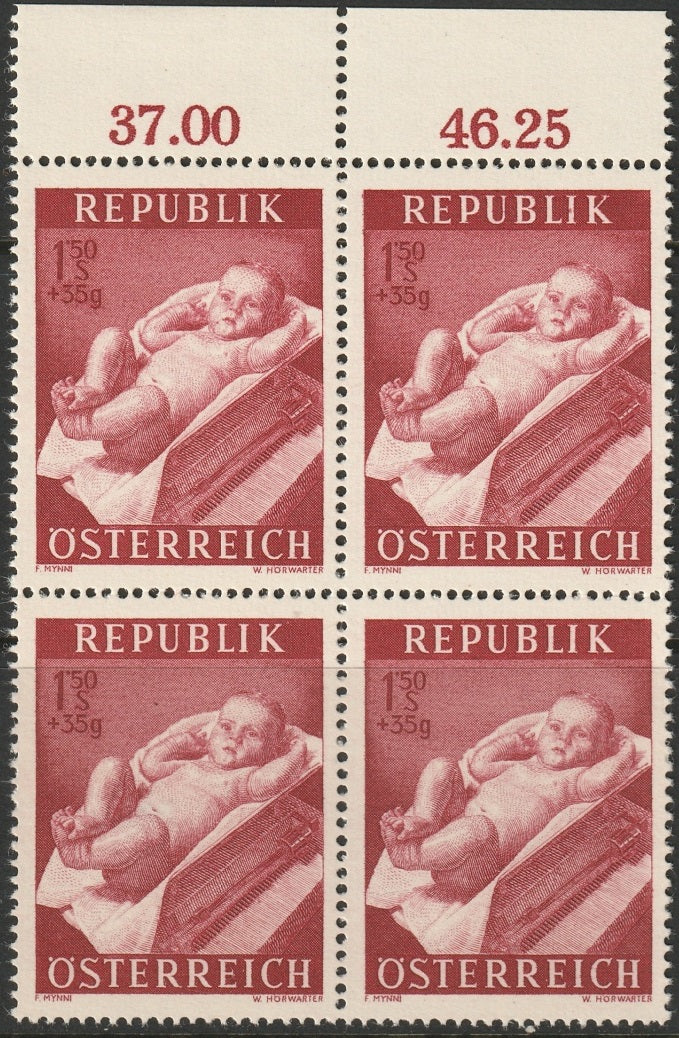 Austria 1954 Sc B292 inscription block MNH**