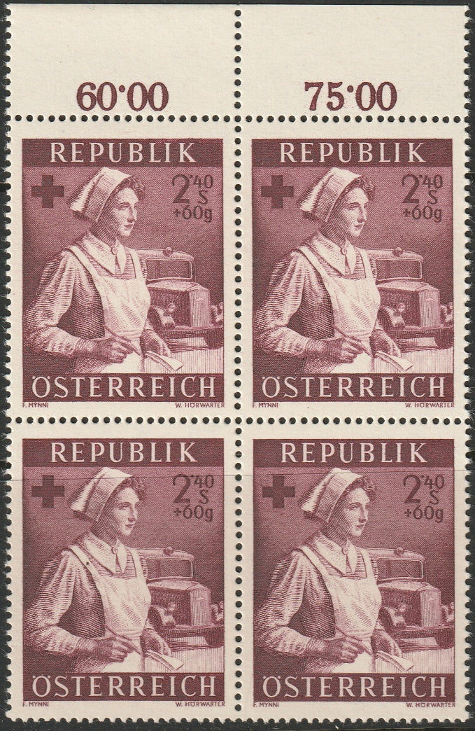 Austria 1954 Sc B293 inscription block MNH**