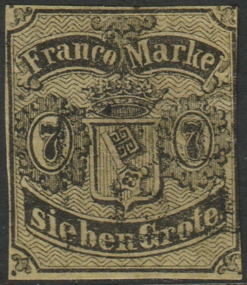 Bremen 1860 Sc 3a used light box cancel thin paper