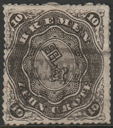 Bremen 1863 Sc 7 used Bremen box cancel small tears with certificate